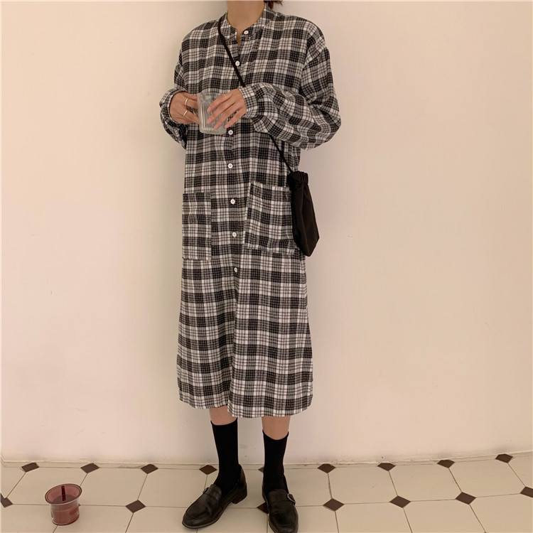 Rochie de dama lejera lunga in carouri in doua culori