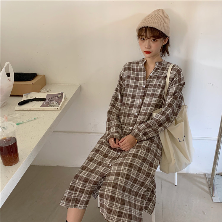 Rochie de dama lejera lunga in carouri in doua culori