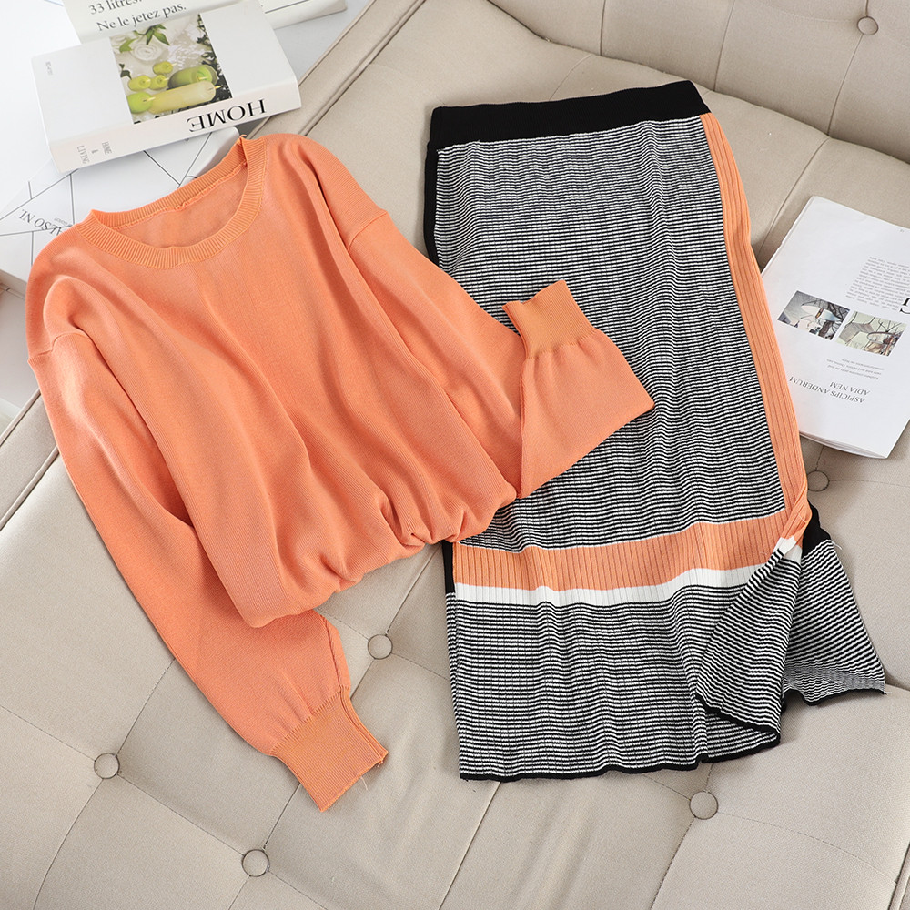 Set dama din doua parti in galben, verde si portocaliu