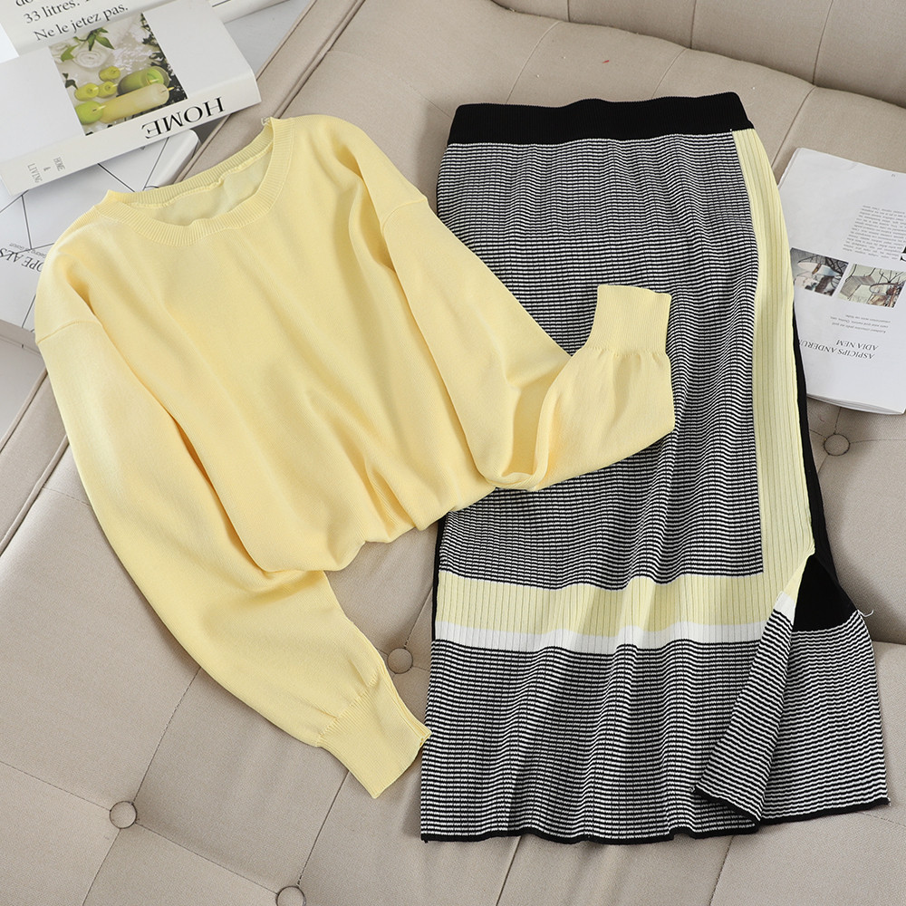 Set dama din doua parti in galben, verde si portocaliu