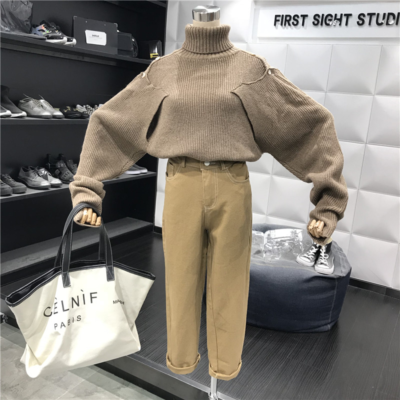 Pulover casual dama cu guler polo model larg in mai multe culori