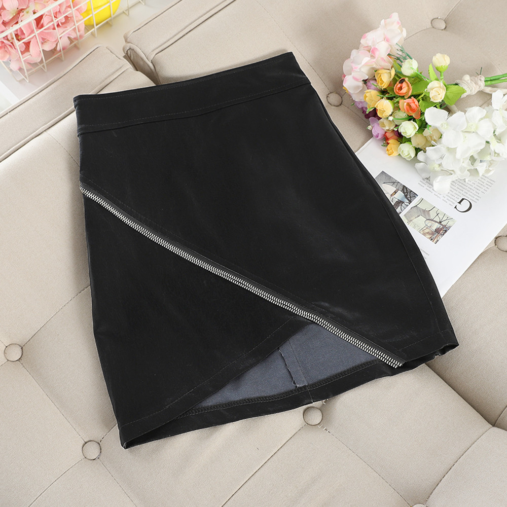 Fusta de dama din piele cu fermoar in mai multe culori