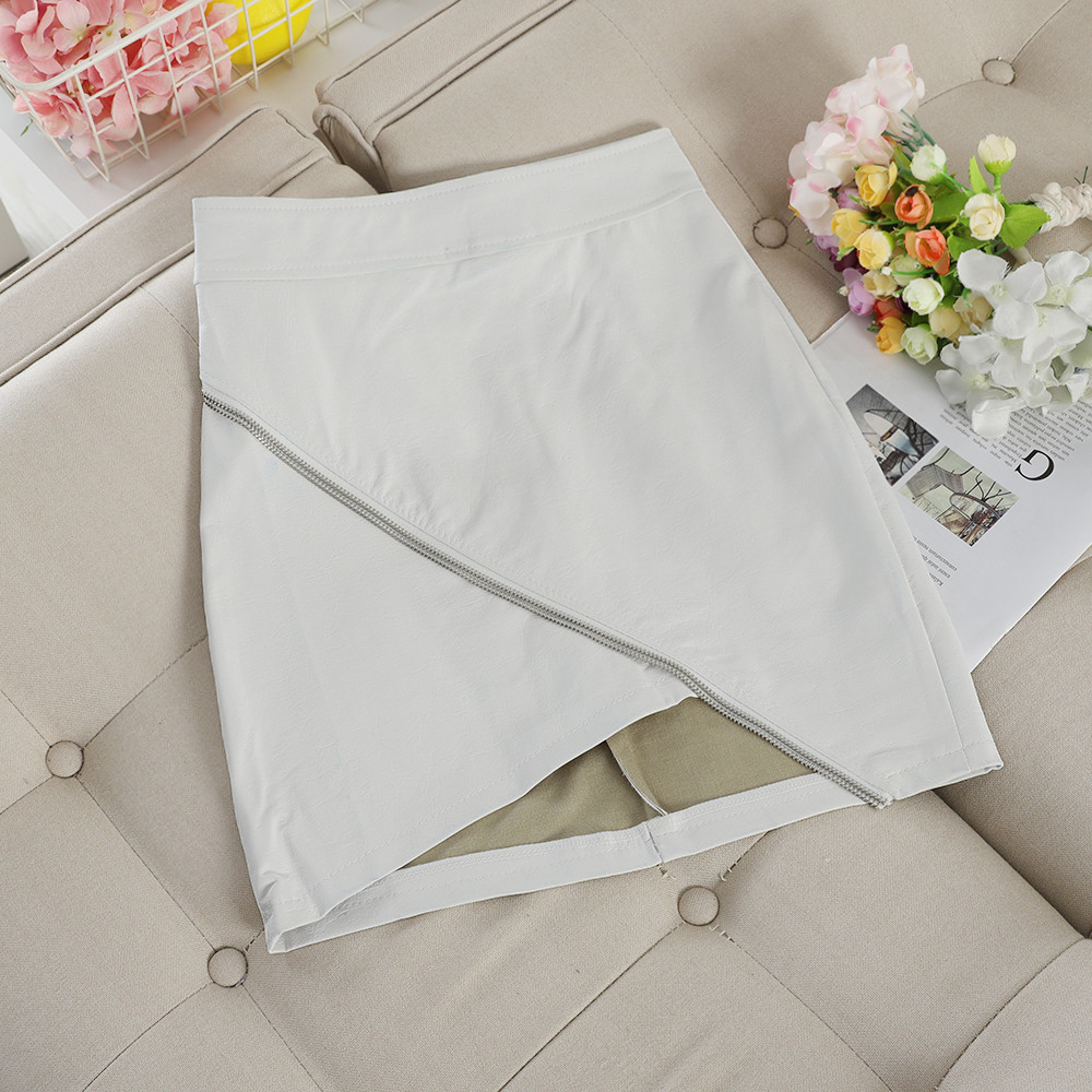 Fusta de dama din piele cu fermoar in mai multe culori