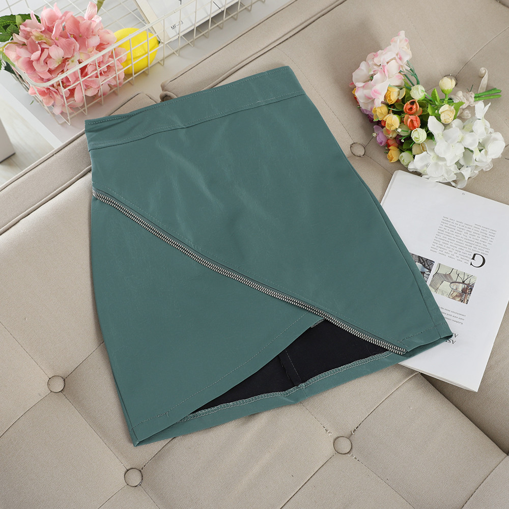 Fusta de dama din piele cu fermoar in mai multe culori