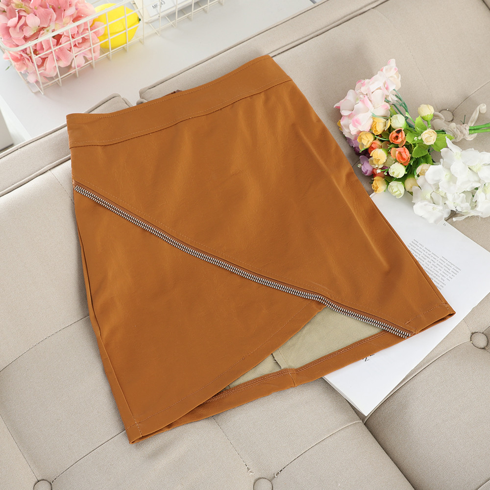 Fusta de dama din piele cu fermoar in mai multe culori