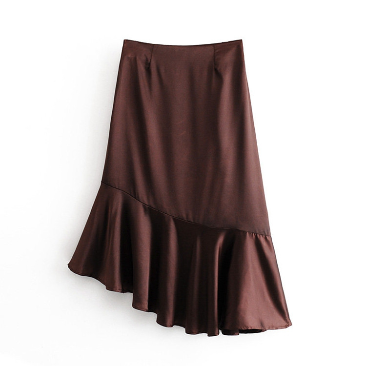 Fusta lunga asimetrica de dama cu talie inalta