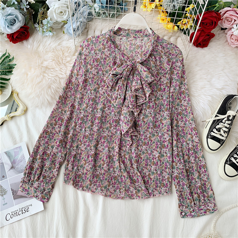 Cămașă modernă de damă cu mâneci lungi și imprimeu color