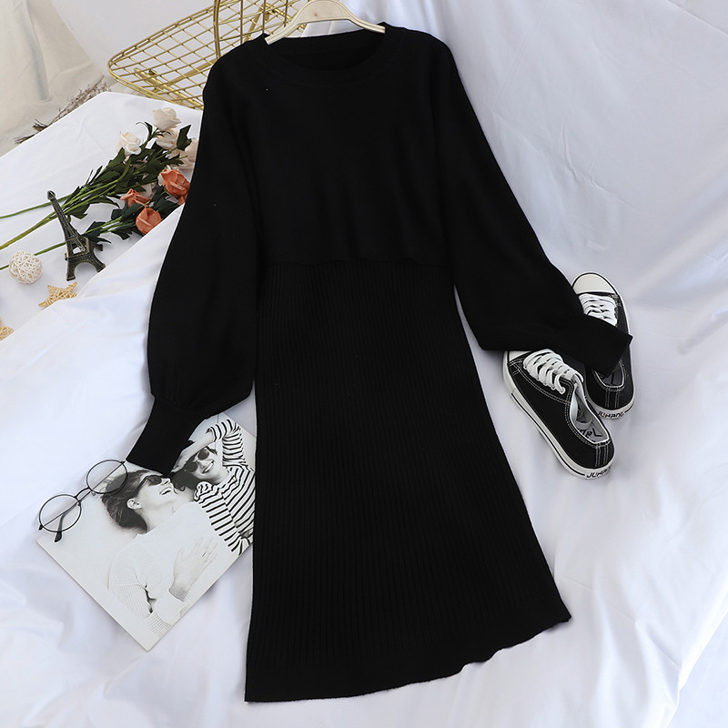 Új modell korszerű női rövid pulóver és ruha szett több színben