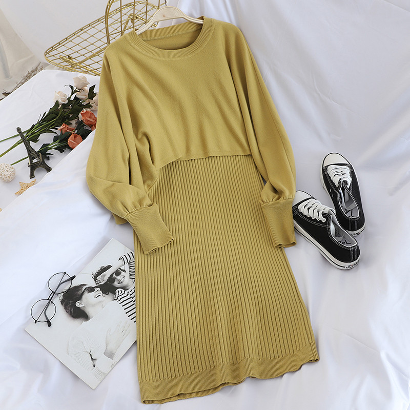 Új modell korszerű női rövid pulóver és ruha szett több színben