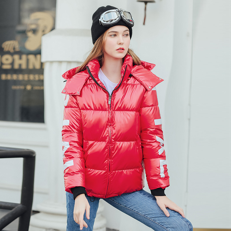 Geaca de iarna de dama moderna cu guler inalt si gluga in mai multe culori