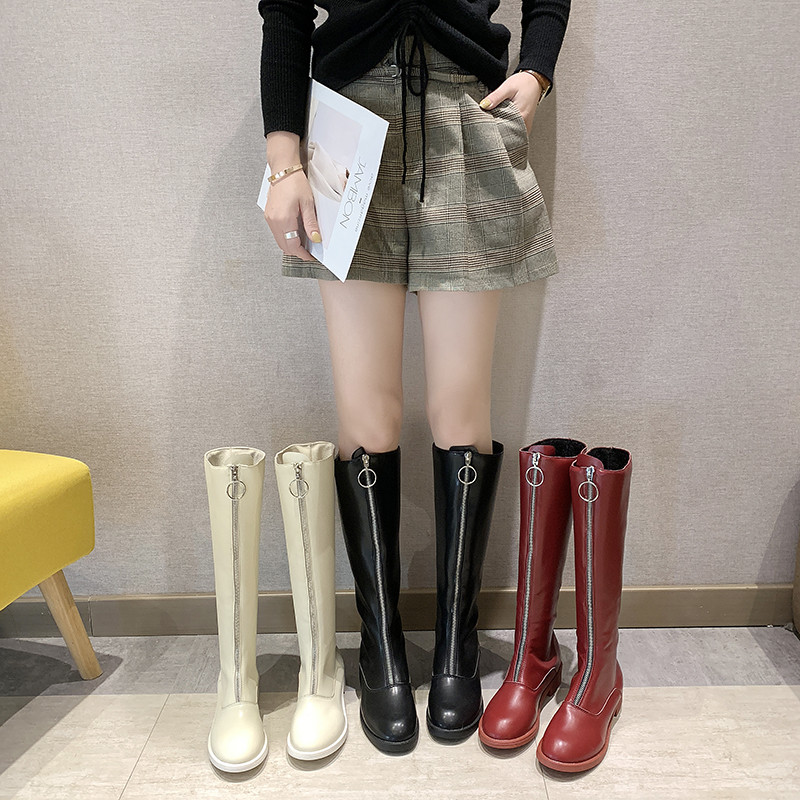 Μοντέρνες γυναικείες  μπότες δερματίνι με φερμουάρ σε τρία χρώματα