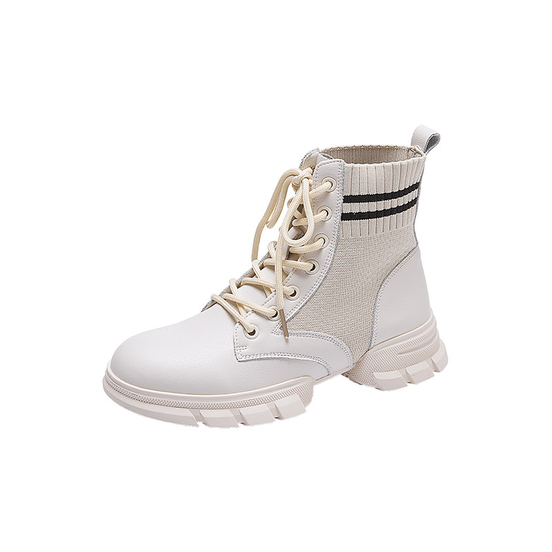 Cizme de dama cu sireturi in alb si negru