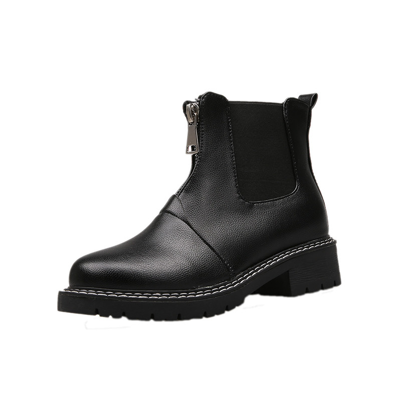 Κομψές γυναικείες μπότες με φερμουάρ  σε μαύρο χρώμα - δύο μοντέλα