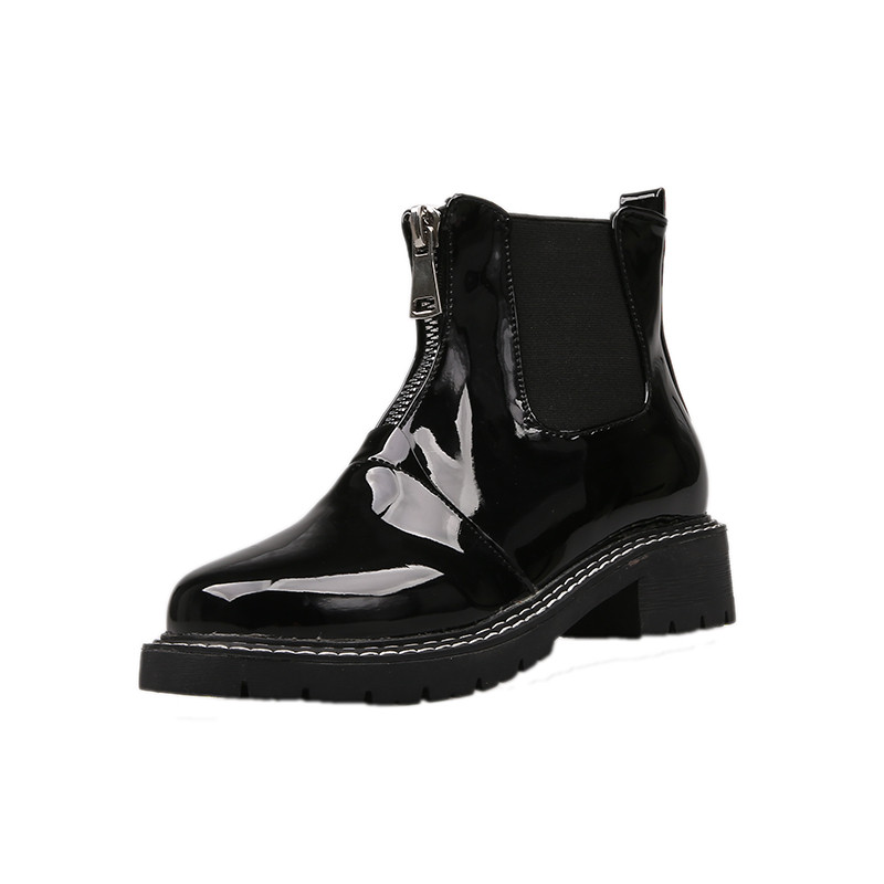 Κομψές γυναικείες μπότες με φερμουάρ  σε μαύρο χρώμα - δύο μοντέλα