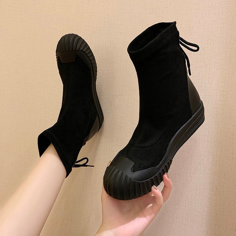 ΝΕΟ μοντέλο γυναικείες μπότες σε οικολογικό σουέτ σε μαύρο και καφέ χρώμα