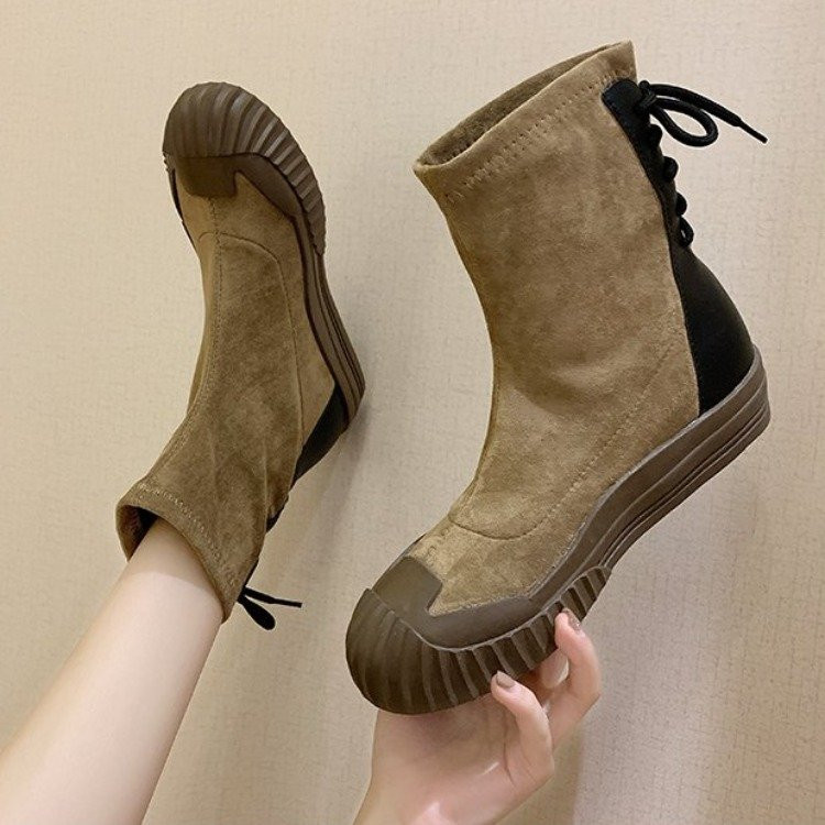 ΝΕΟ μοντέλο γυναικείες μπότες σε οικολογικό σουέτ σε μαύρο και καφέ χρώμα