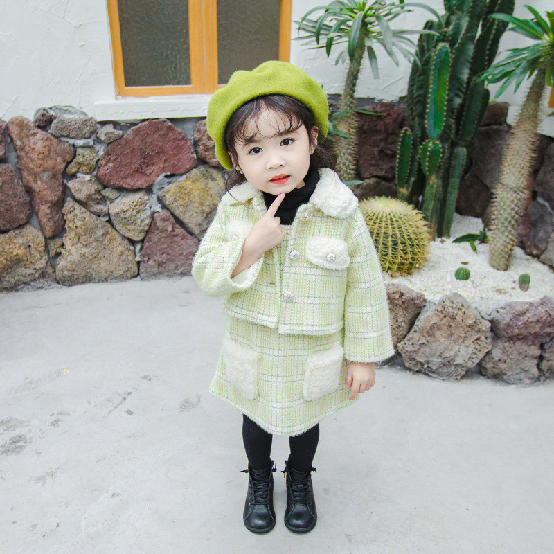 Nou model modern set copii pentru fete in doua parti in verde si roz