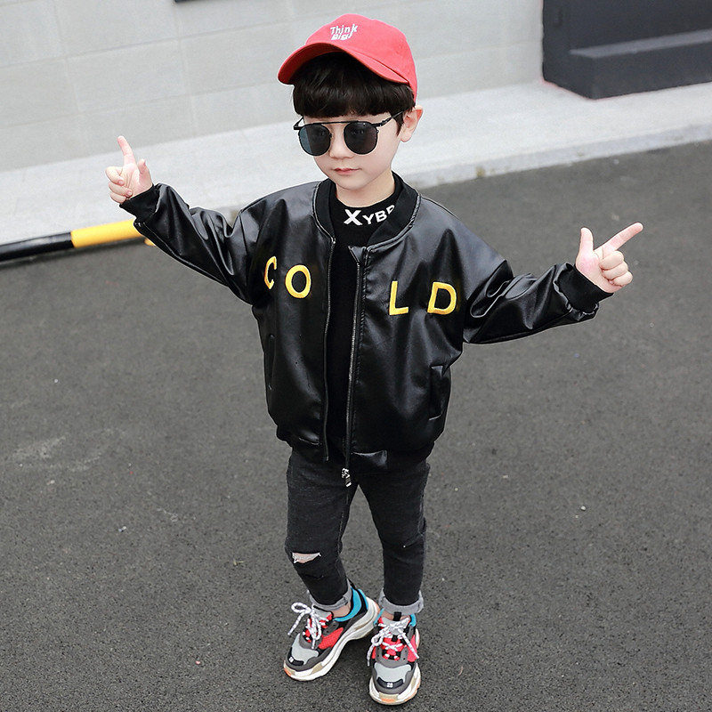 Öko bőrből készült modern gyerekkabát, két színben, fiú felirattal