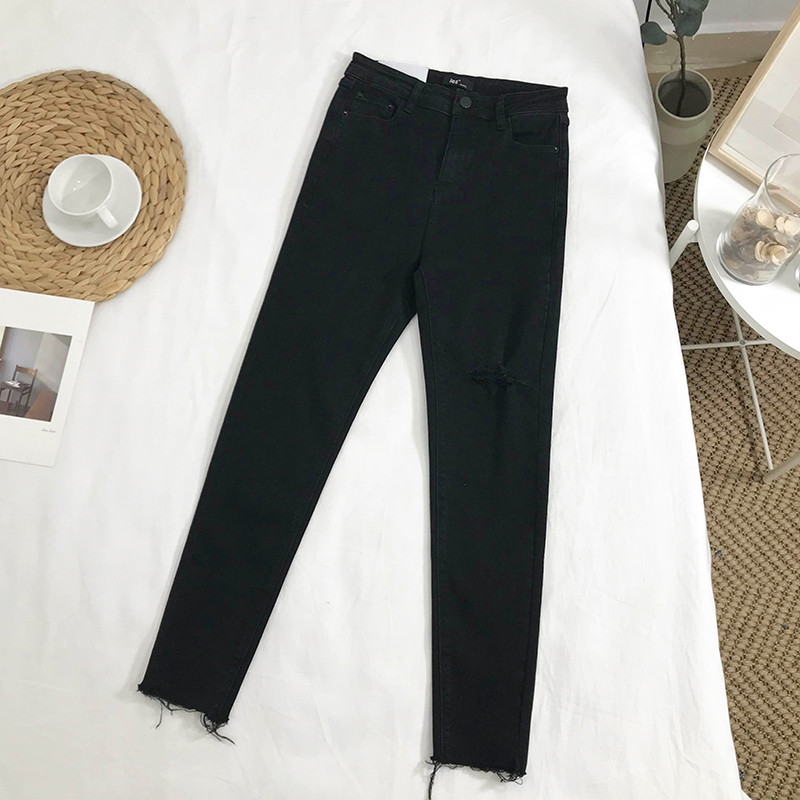 Blugi de dama moderni de culoare inchisa cu talie inalta