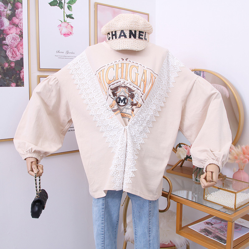 Μοντέρνα γυναικεία μπλούζα με την εφαρμογή και το λαιμόκοψη O σε διάφορα χρώματα