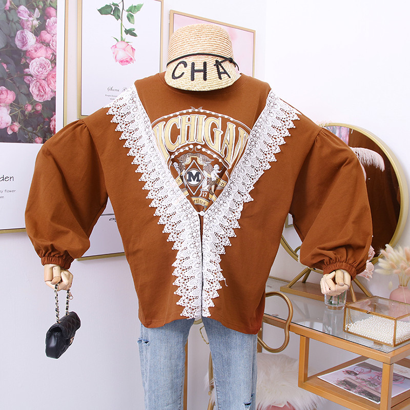 Μοντέρνα γυναικεία μπλούζα με την εφαρμογή και το λαιμόκοψη O σε διάφορα χρώματα