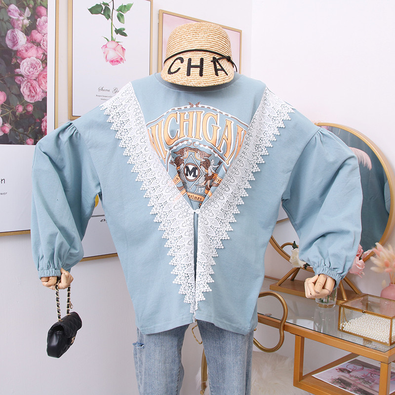 Μοντέρνα γυναικεία μπλούζα με την εφαρμογή και το λαιμόκοψη O σε διάφορα χρώματα