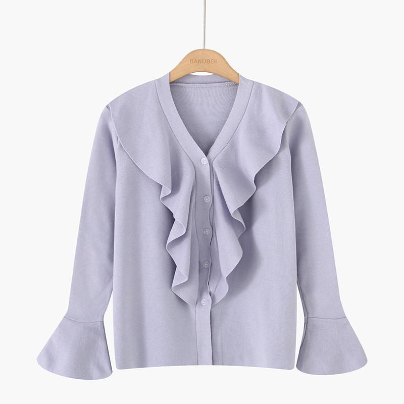 Νέο μοντέλο μοντέρνα γυναικεία ζακέτα με μανίκι λωτού σε διάφορα χρώματα