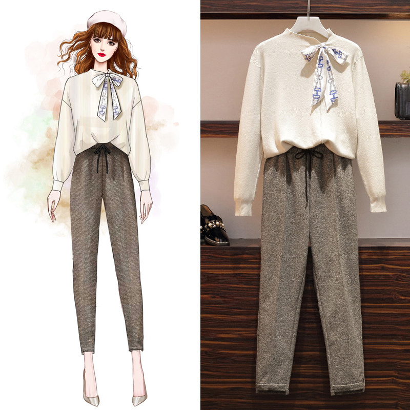 Нов модел дамски комплект от две части блуза + панталон в два цвята
