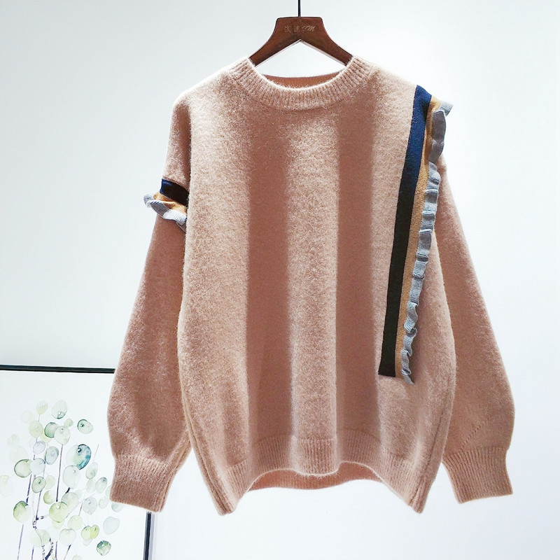 Μοντέρνο γυναικείο πουλόβερ  με οβάλ λαιμόκοψη σε διάφορα χρώματα