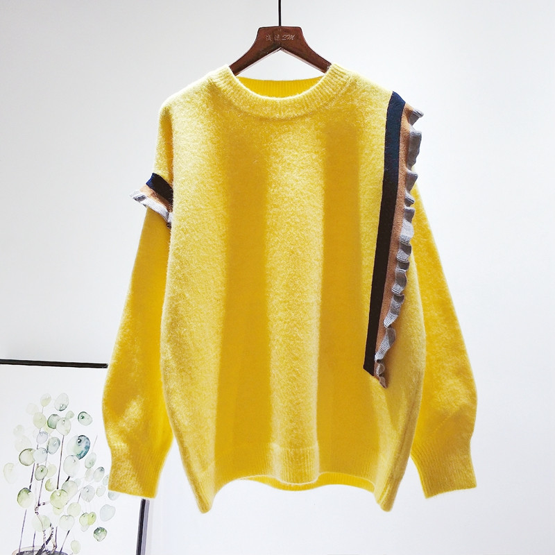 Μοντέρνο γυναικείο πουλόβερ  με οβάλ λαιμόκοψη σε διάφορα χρώματα