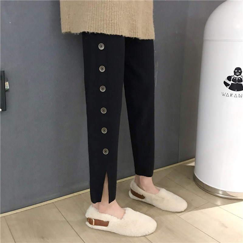 Pantaloni casual dama in doua culori cu nasturi