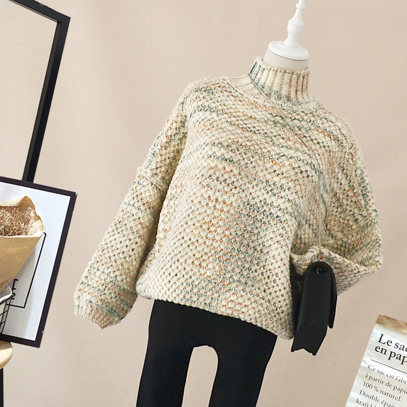 Pulover de dama modern cu guler inalt in diferite culori