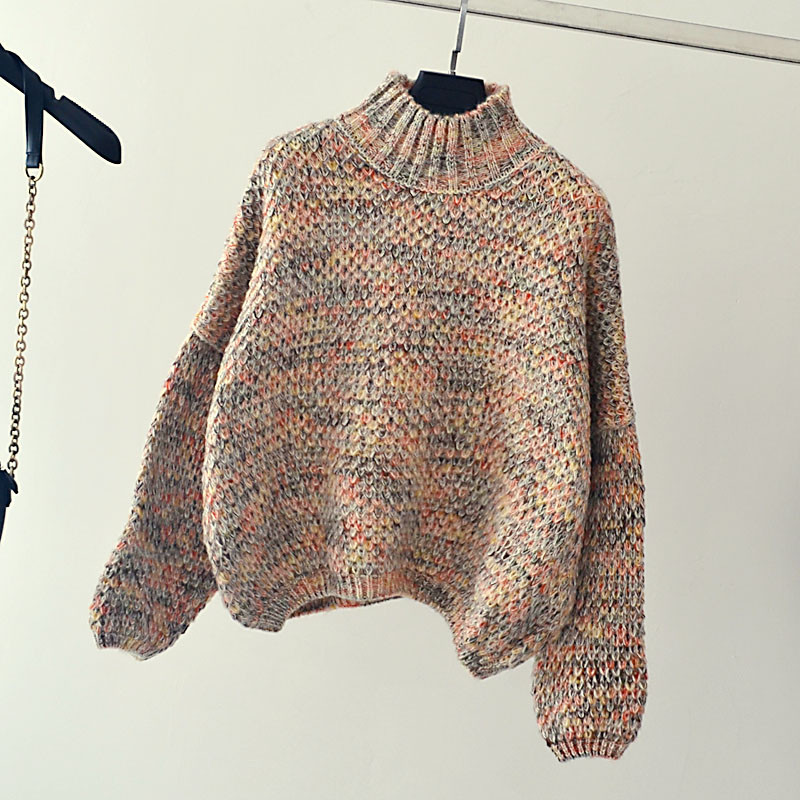 Pulover de dama modern cu guler inalt in diferite culori