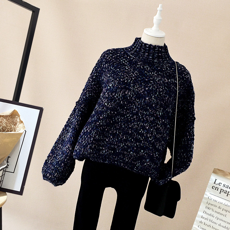 Pulover de dama modern cu guler inalt in diferite culori