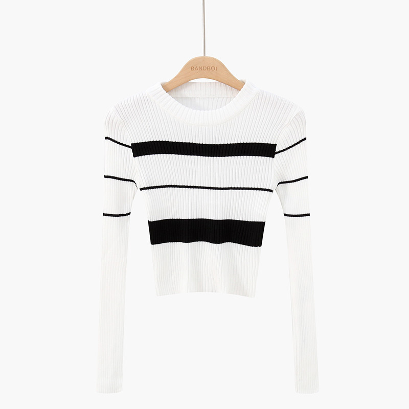 Modern női pulóver kerek nyakkivágással - több színben