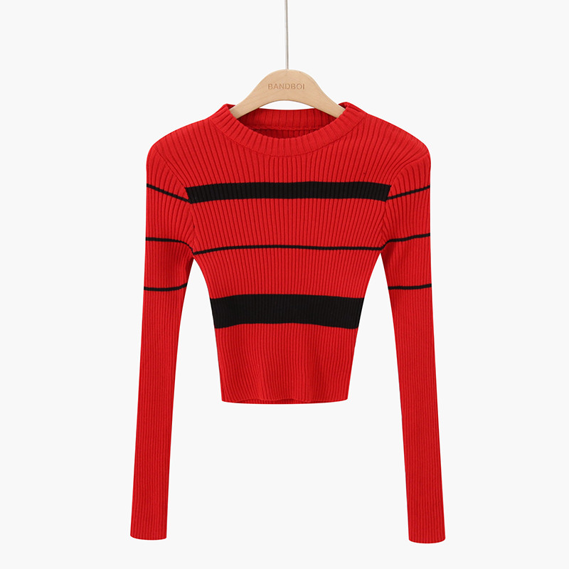 Modern női pulóver kerek nyakkivágással - több színben