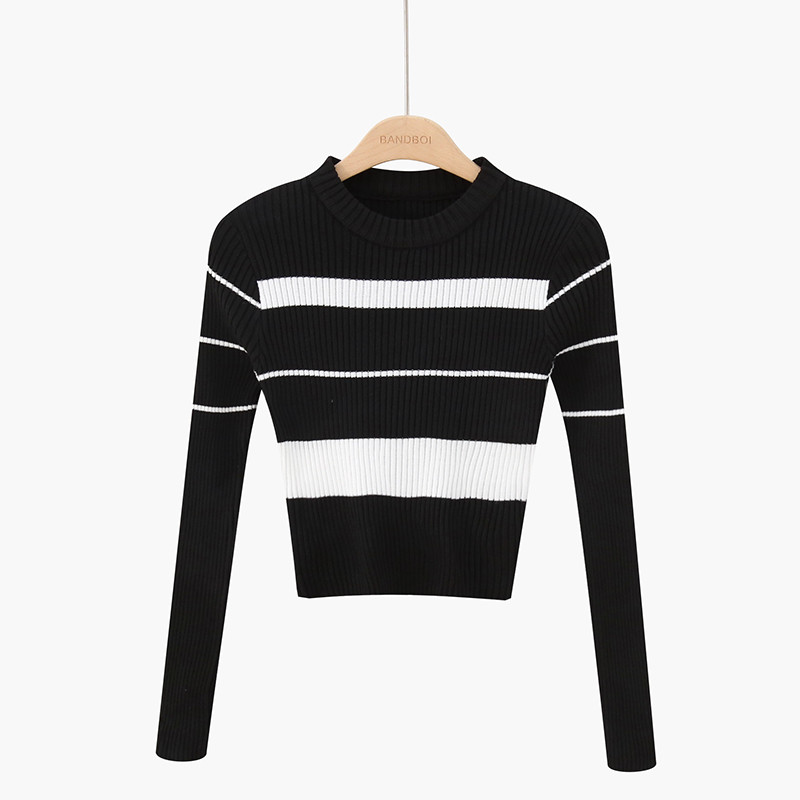 Modern női pulóver kerek nyakkivágással - több színben