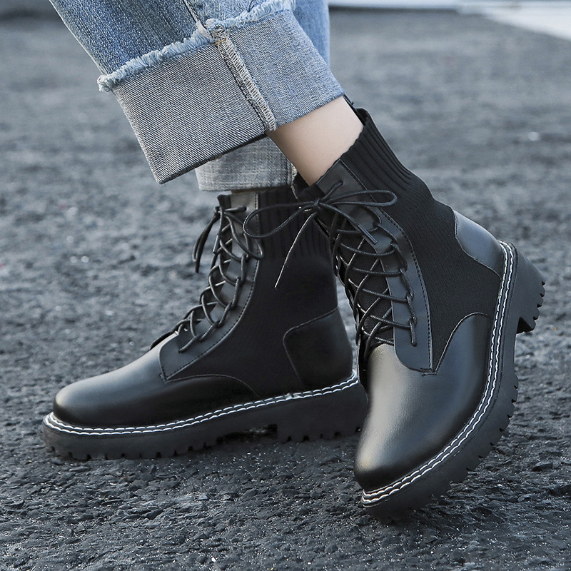 Model nou de cizme de dama negru cu sireturi