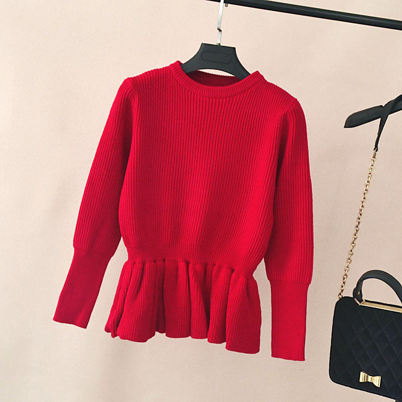 Ежедневен дамски пуловер с О-образно деколте и дълъг ръкав в няколко цвята
