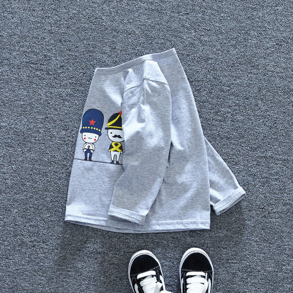 Ежедневна детска блуза в сив цвят с апликация за момчета