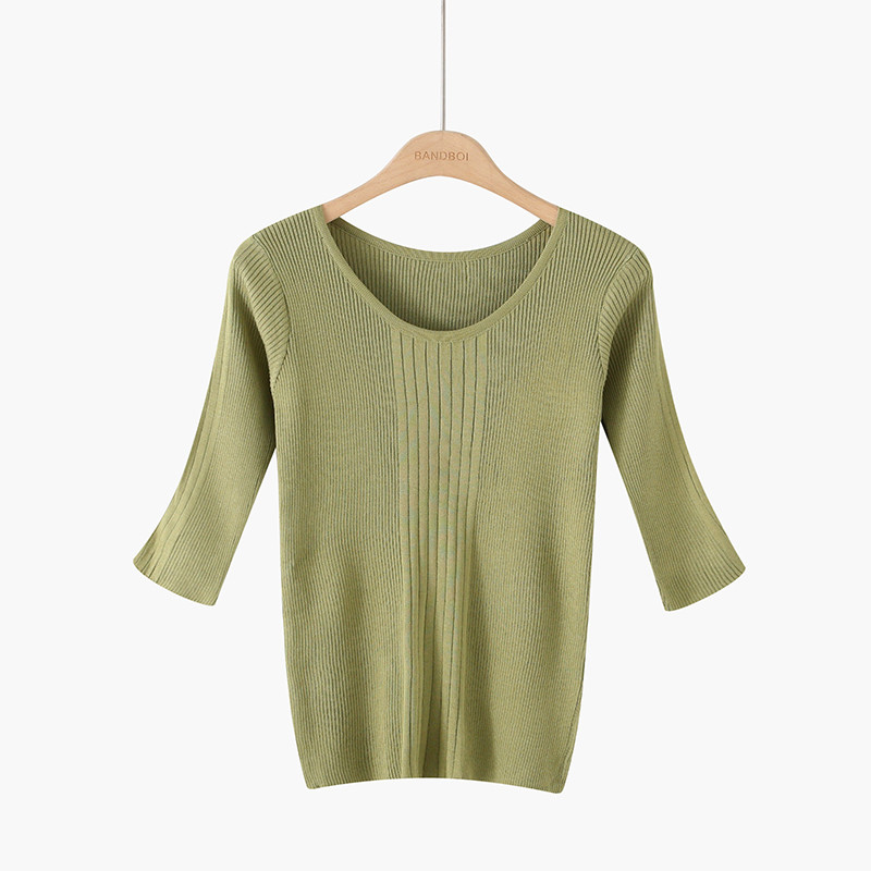 Új modell női pulóver O-nyakkal és 7/8-as ujjakkal több színben