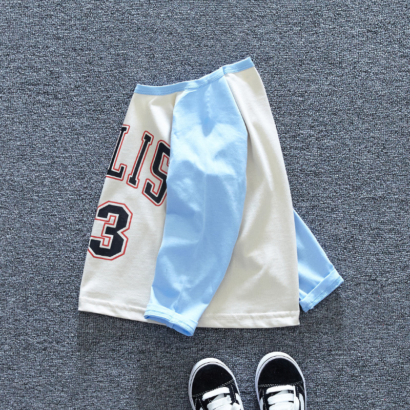 Gyerek blúz fiúknak felirattal és O-nyakkal