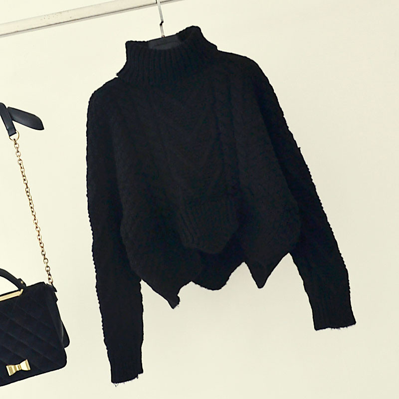 Μοντέρνο γυναικείο πουλόβερ ασύμμετρο σχέδιο σε τρία χρώματα