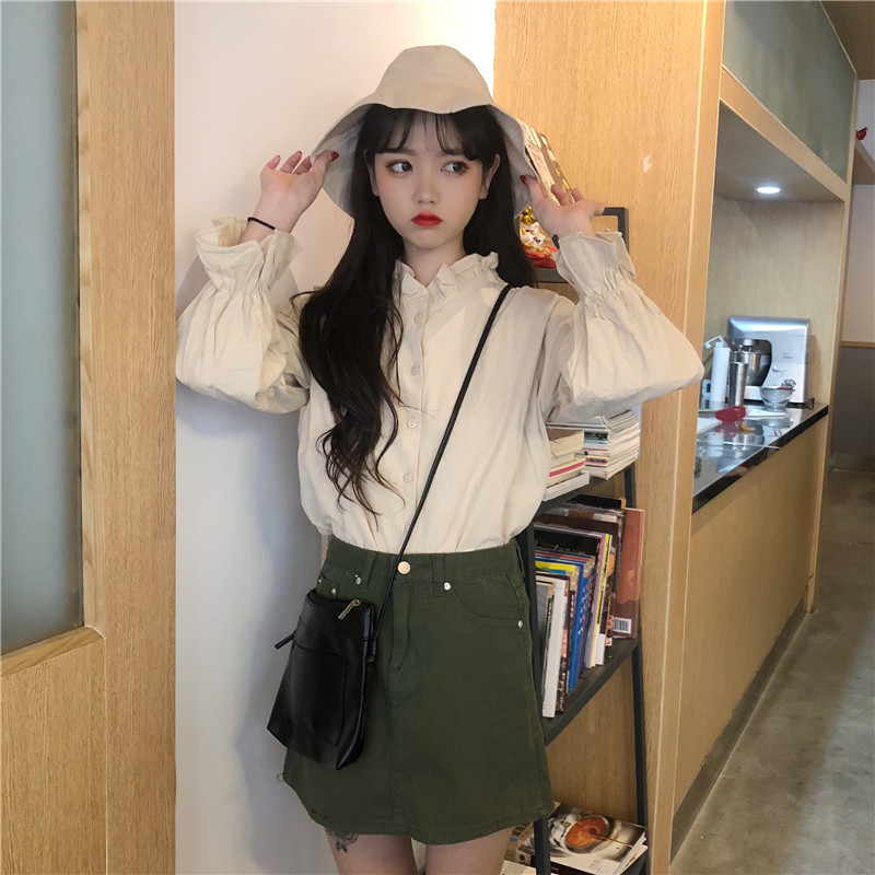 Modern női ing két színben, széles ujjakkal