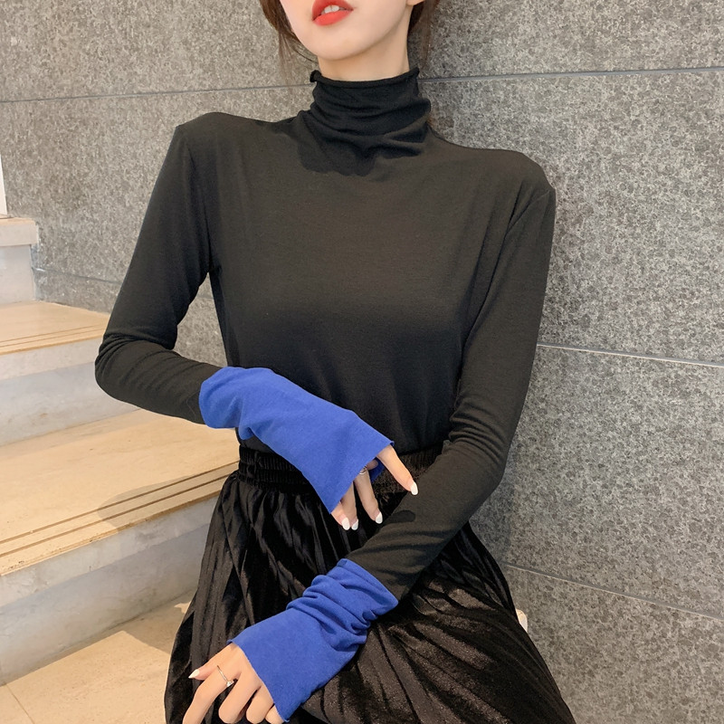 Bluza de dama moderna cu guler inalt in mai multe culori