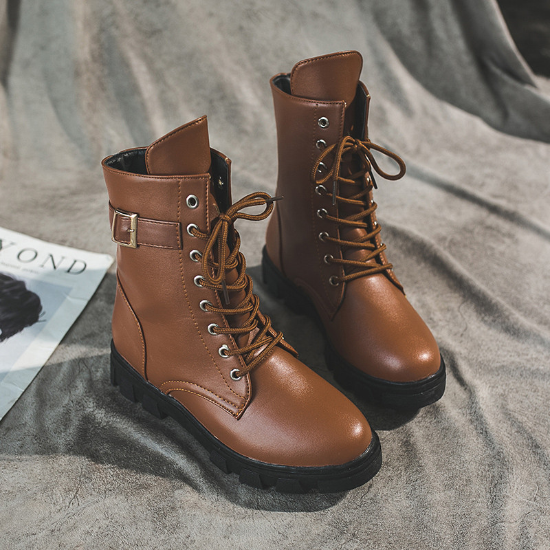 Öko bőrből készült női csizma három színben, fűzővel