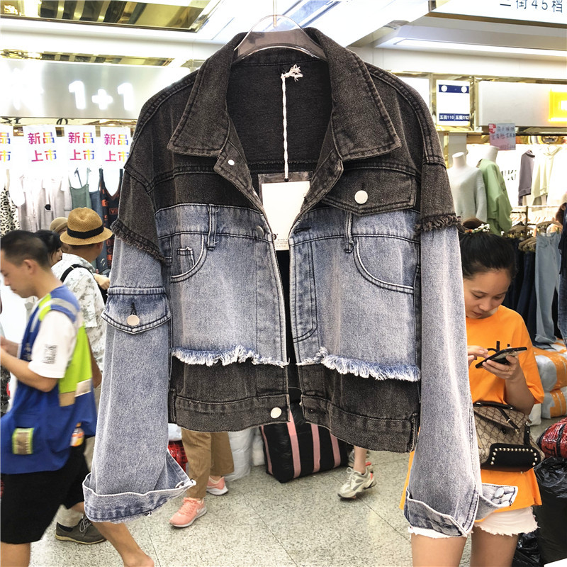 Új modell női farmerdzseki klasszikus gallérral