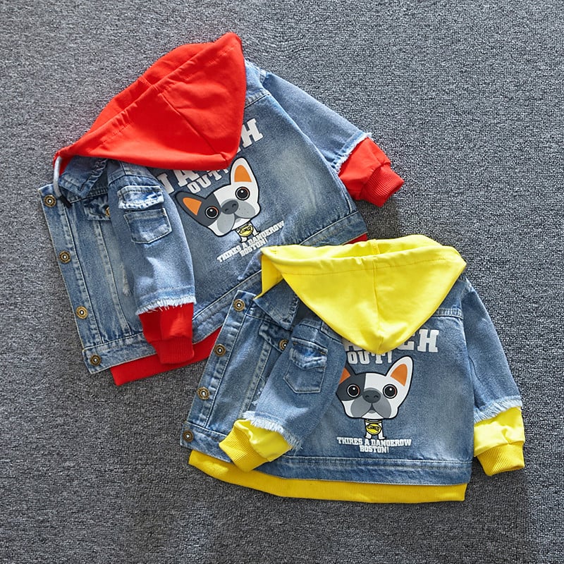 Детско дънково яке с апликация в два цвята за момчета