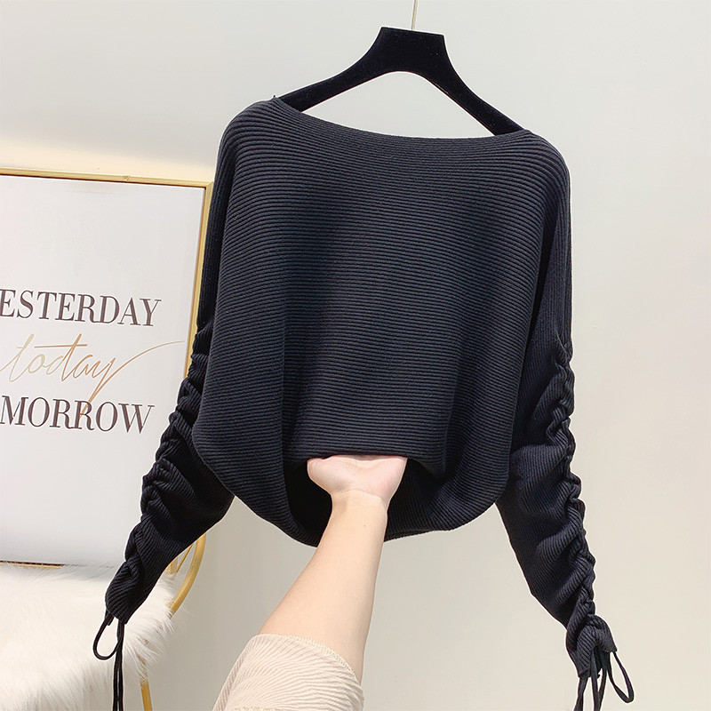 Γυναικεία μπλούζα με κορδόνια και στρόγγυλη λαιμόκομμα σε διάφορα χρώματα