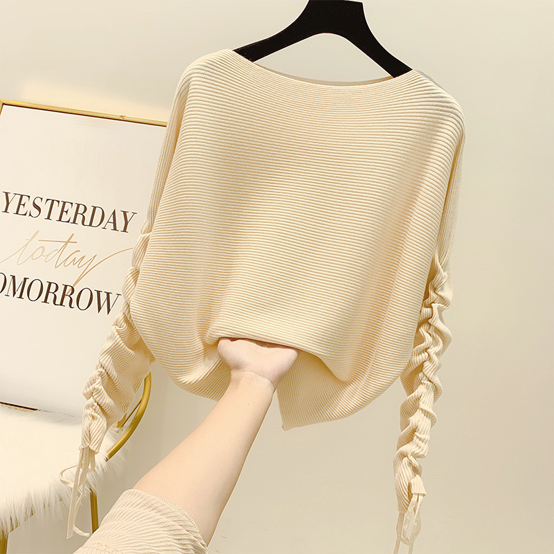 Γυναικεία μπλούζα με κορδόνια και στρόγγυλη λαιμόκομμα σε διάφορα χρώματα